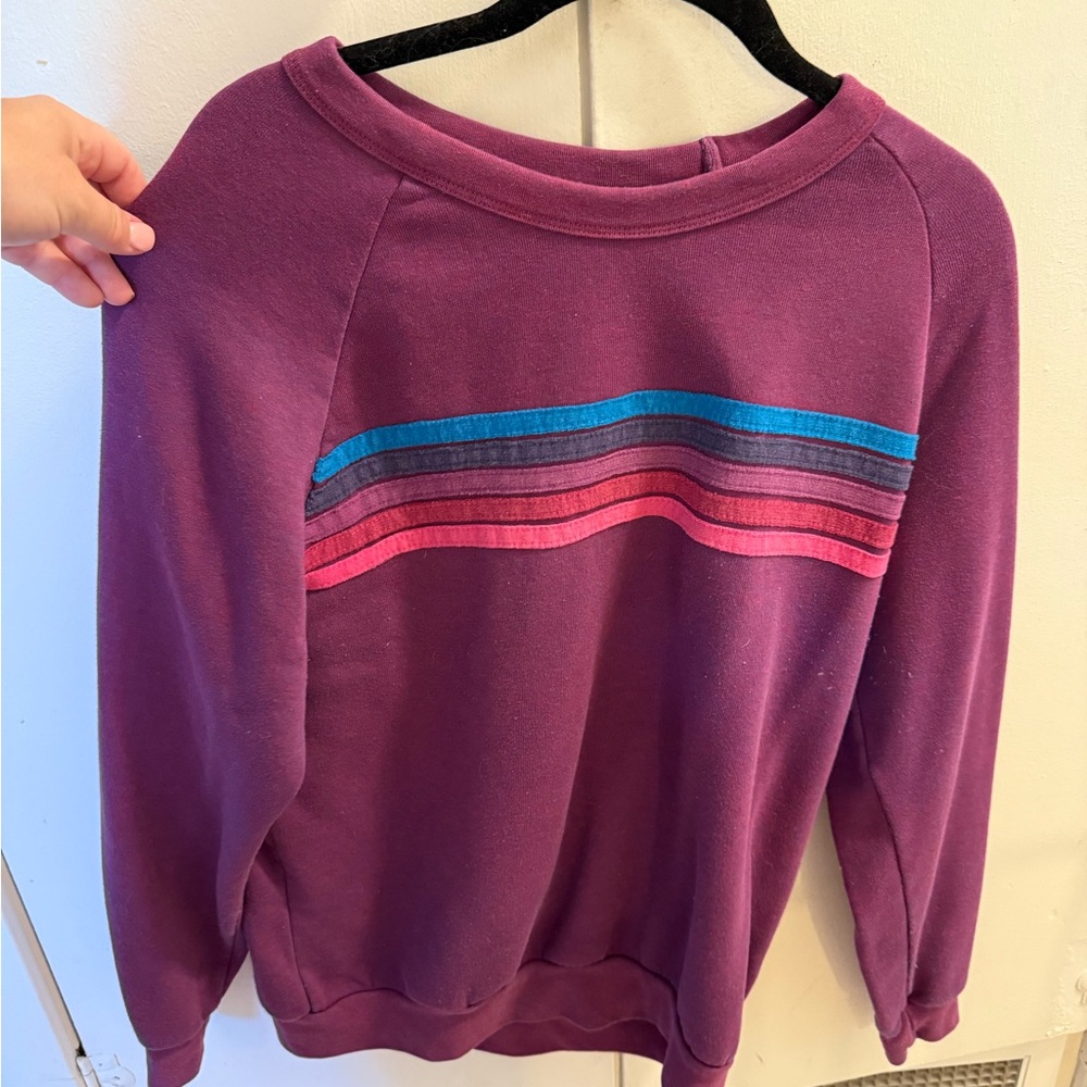 Aviator Nation Purple Sweatshirt with Pink and Blue Stripes